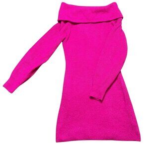 NWT H&M Sweater Dress Womens Size M Pink Ribbed Knit Knee Length Long Sleeve